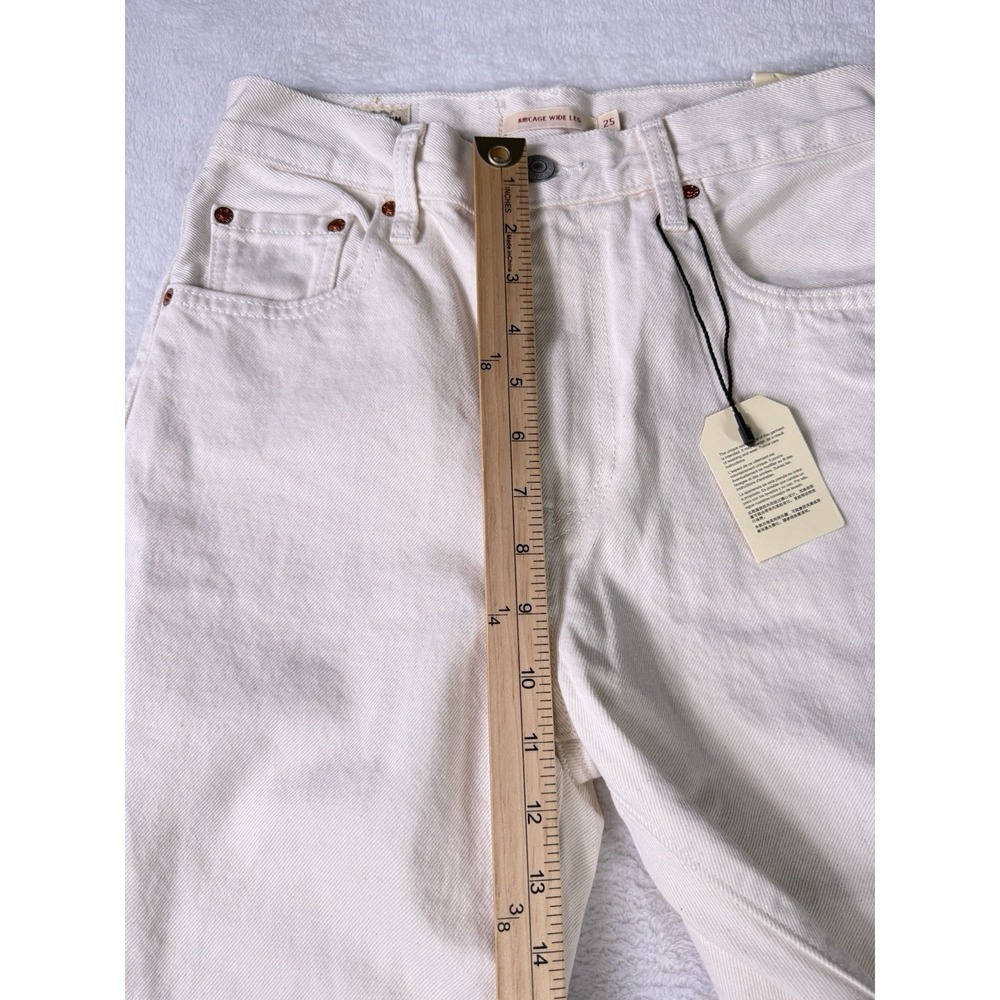 Levi's Ribcage Wide Leg Jeans Womens 25 High Rise Premium Denim Ivory White NWT - Picture 9 of 13